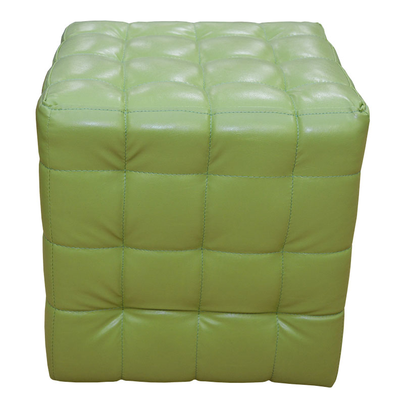 Taburet Bump culoare verde tip cub din piele ecologică