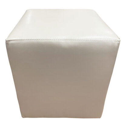 Taburet Cube crem în formă de cub din piele ecologică