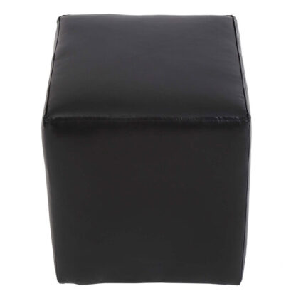 Taburet Cube negru în formă de cub din piele ecologică