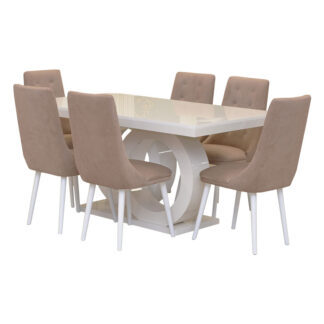 Set masă extensibilă Aleks + 6 scaune Krystal