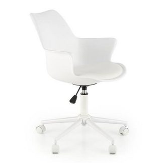 Scaun birou Gasly tapițat cu piele ecologică culoare albă